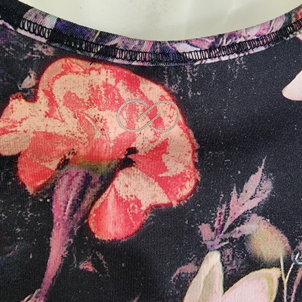 Calia by Carrie Underwood Tank Top Large Floral Print Racerback Ruching Sports - Picture 8 of 11